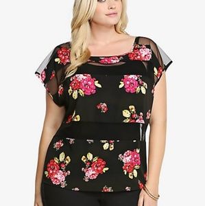 Floral Mesh Inset Top in torrod size 2
